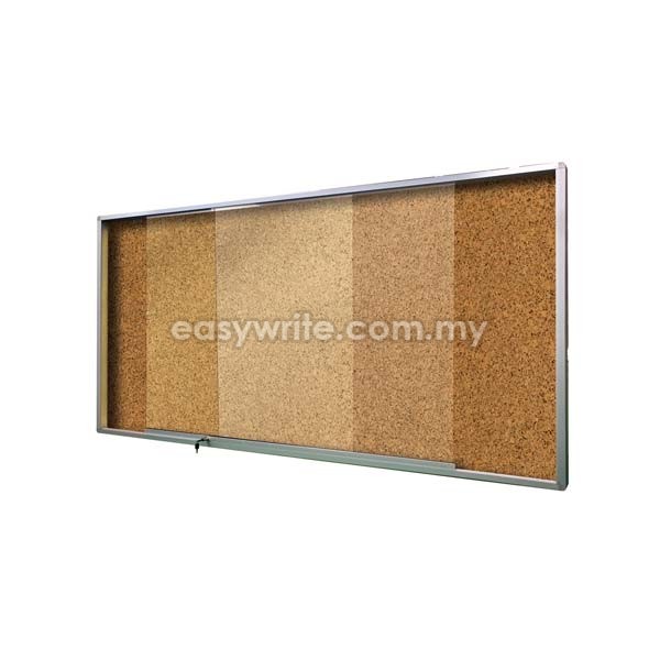 Sliding Glass Cabinet With Cork Notice Board (Aluminium Frame)